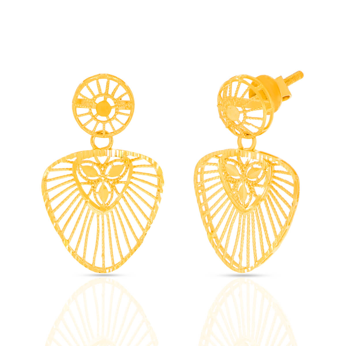 Graceful Floral Triads Gold Short Necklace