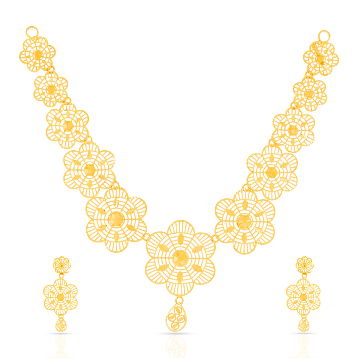 Graceful Floral Garden Gold Short Necklace