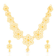 Graceful Floral Garden Gold Short Necklace