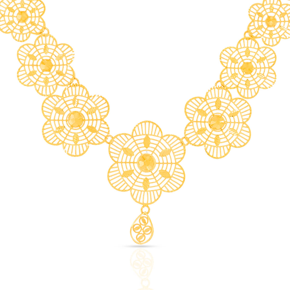 Graceful Floral Garden Gold Short Necklace