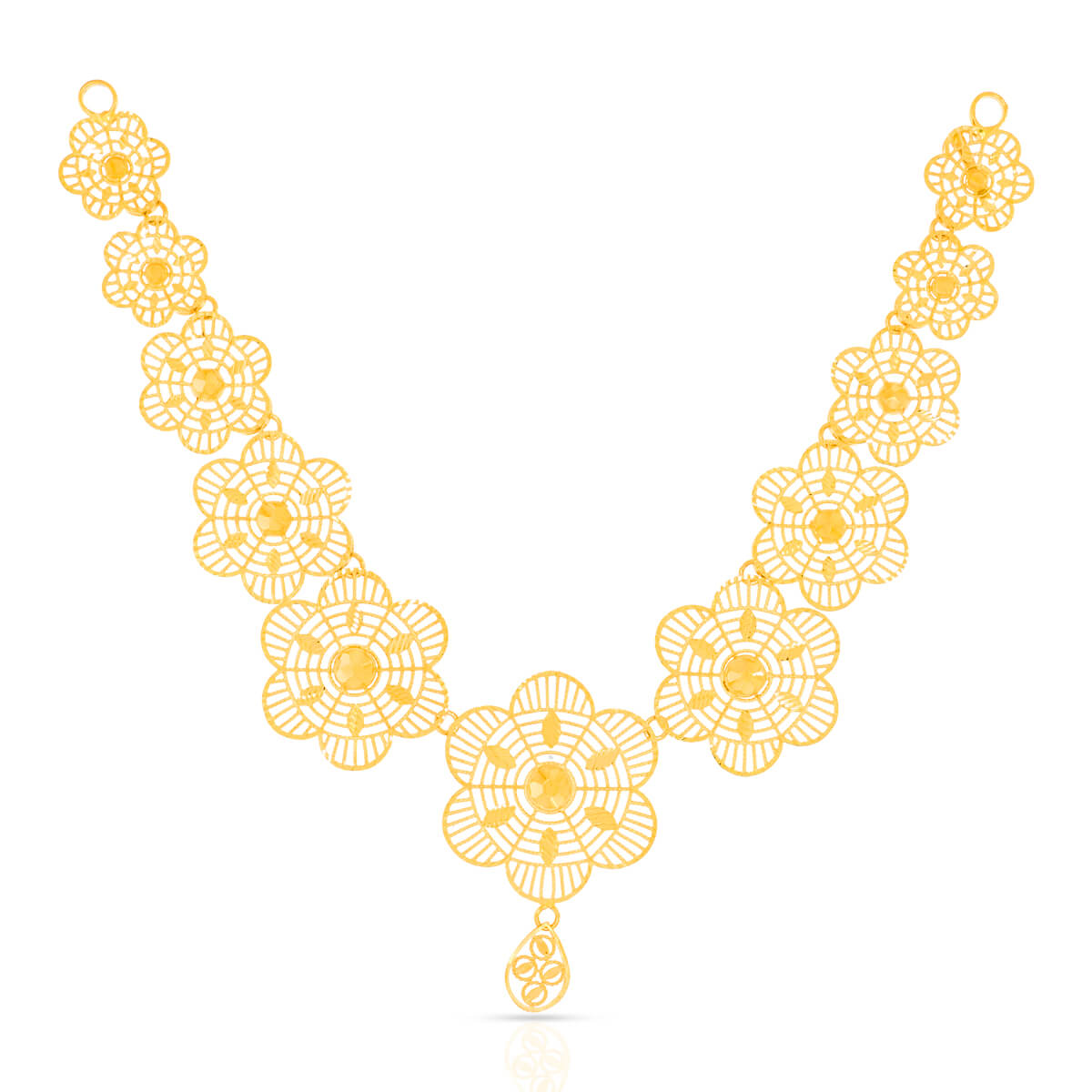 Graceful Floral Garden Gold Short Necklace