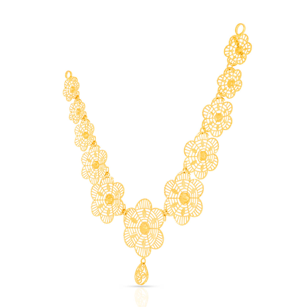 Graceful Floral Garden Gold Short Necklace