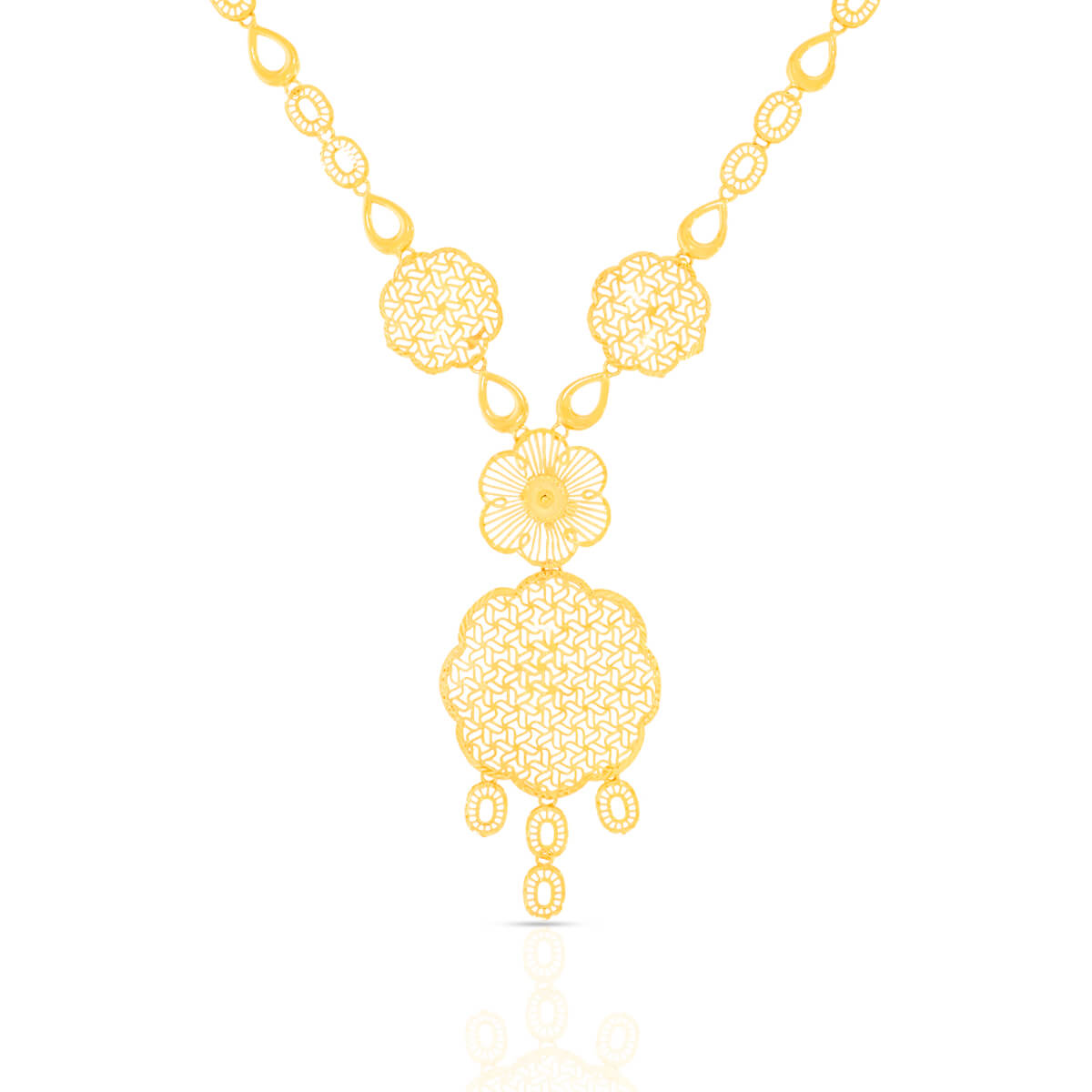 Delicate Rosy Floweret Gold Short Necklace and Earrings