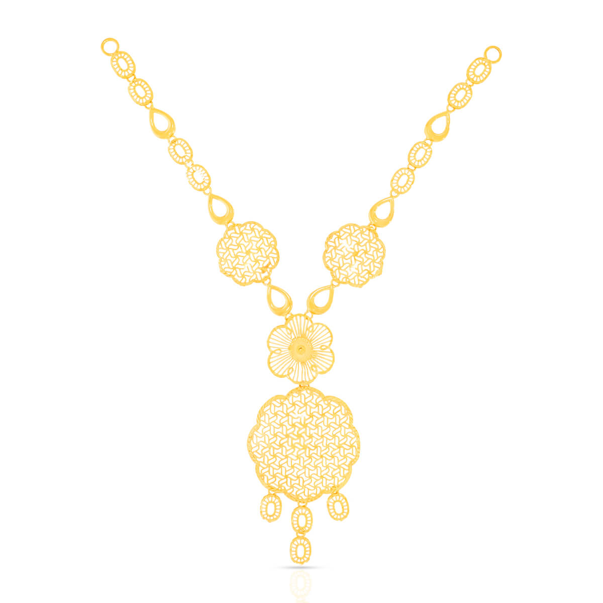 Delicate Rosy Floweret Gold Short Necklace and Earrings