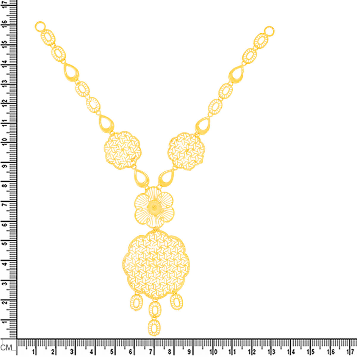 Delicate Rosy Floweret Gold Short Necklace and Earrings