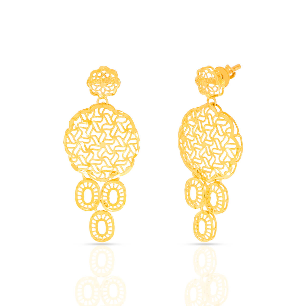 Delicate Rosy Floweret Gold Short Necklace and Earrings
