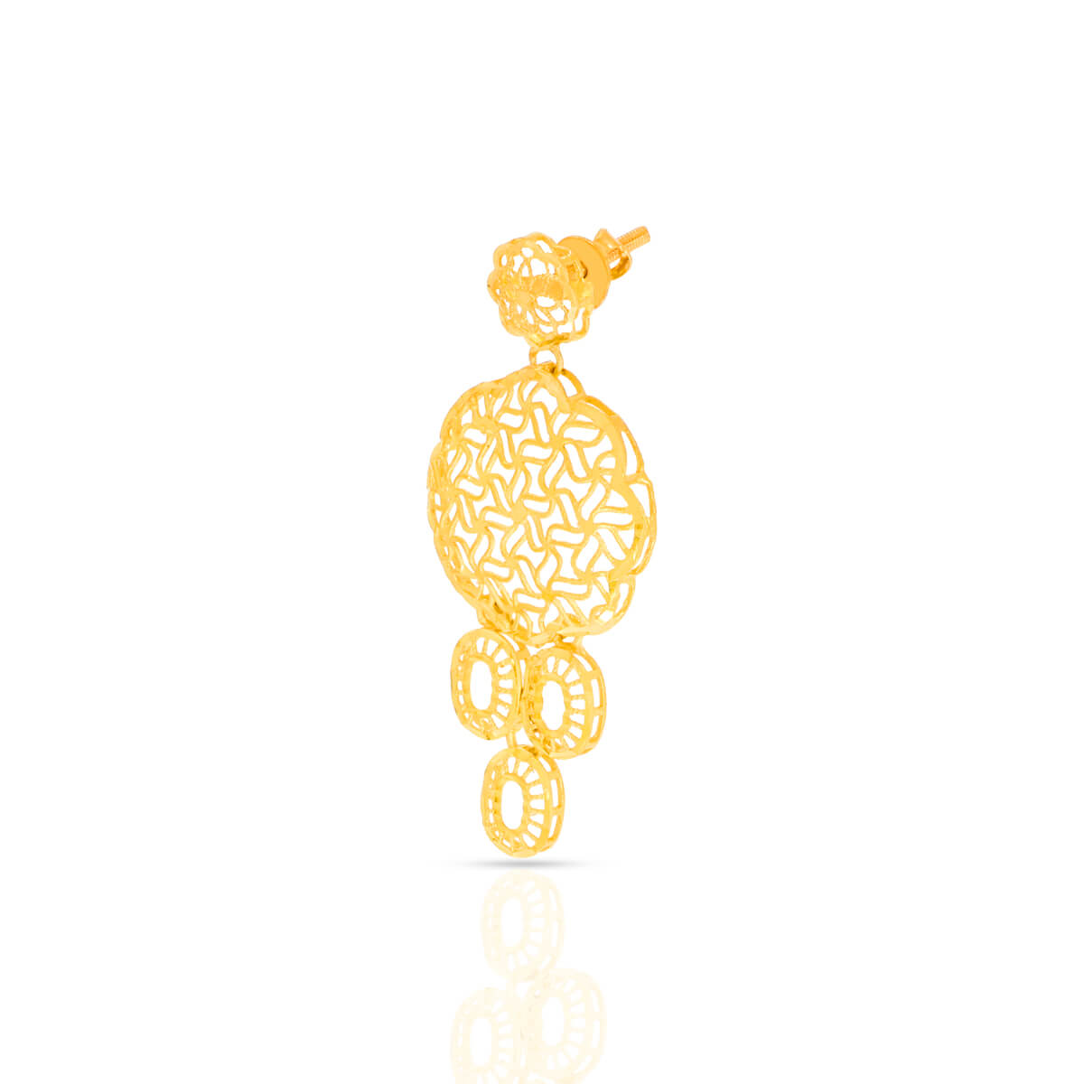 Delicate Rosy Floweret Gold Short Necklace and Earrings