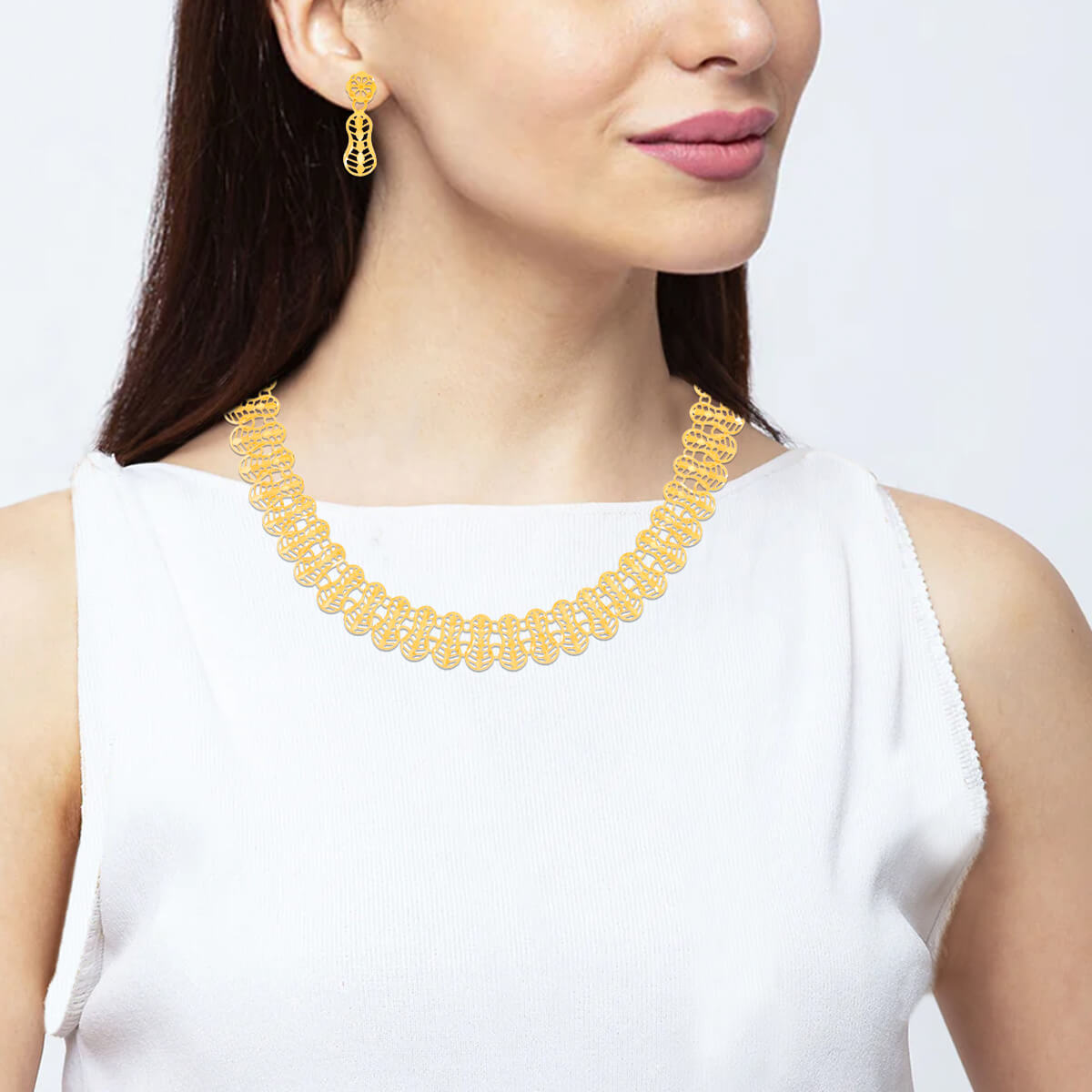 Bold Rose Gold Short Necklace and Earrings
