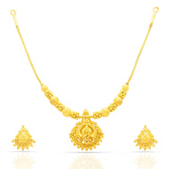 Gold Short Necklace with Intricate Crafting