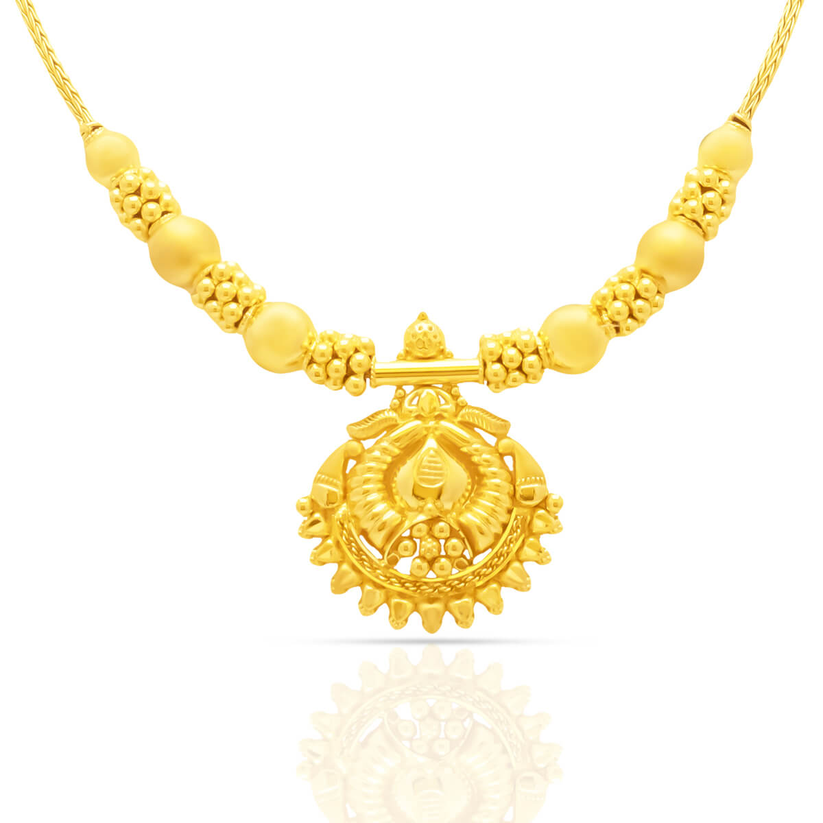 Gold Short Necklace with Intricate Crafting