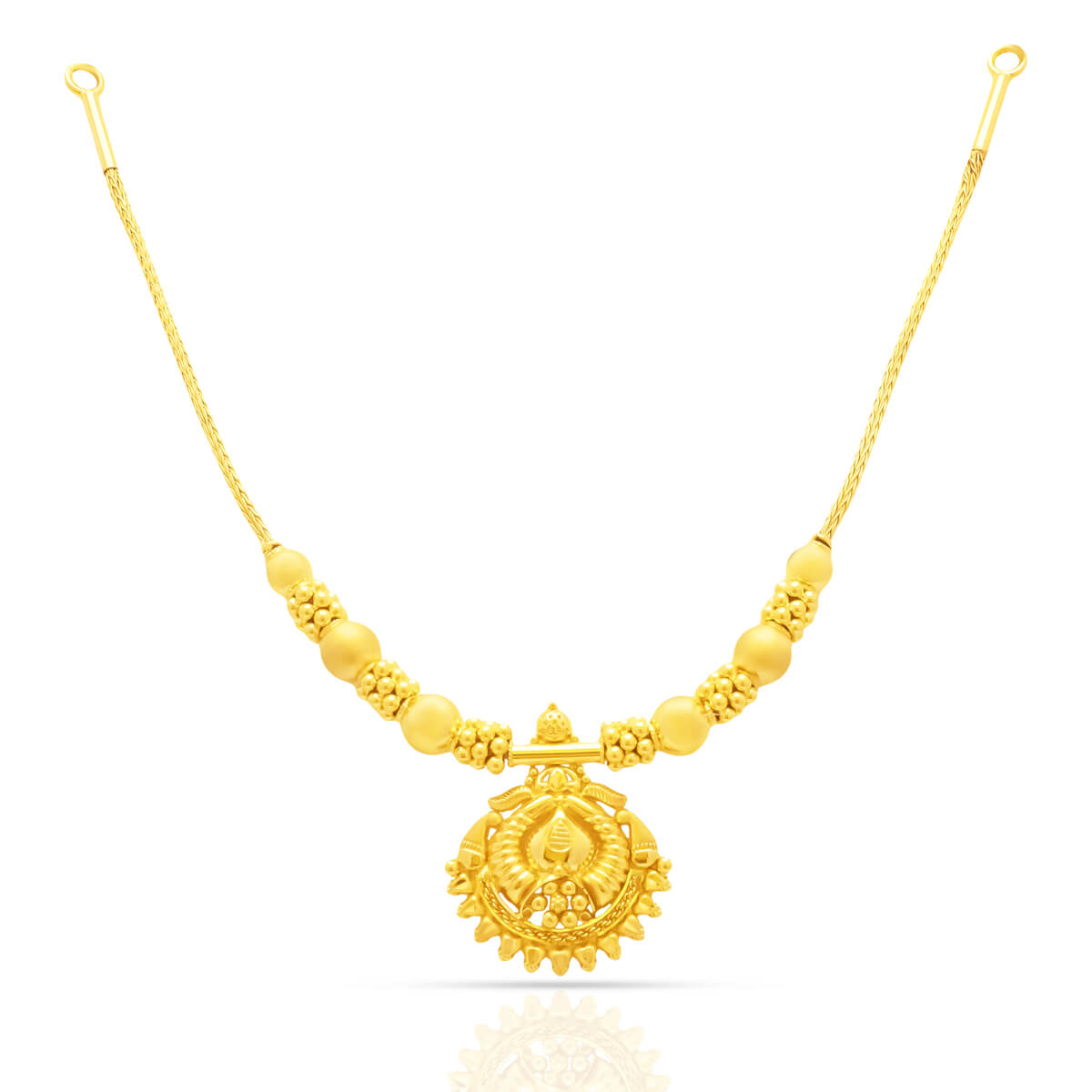 Gold Short Necklace with Intricate Crafting