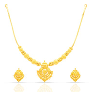 Gold Short Necklace with Exclusive Crafting