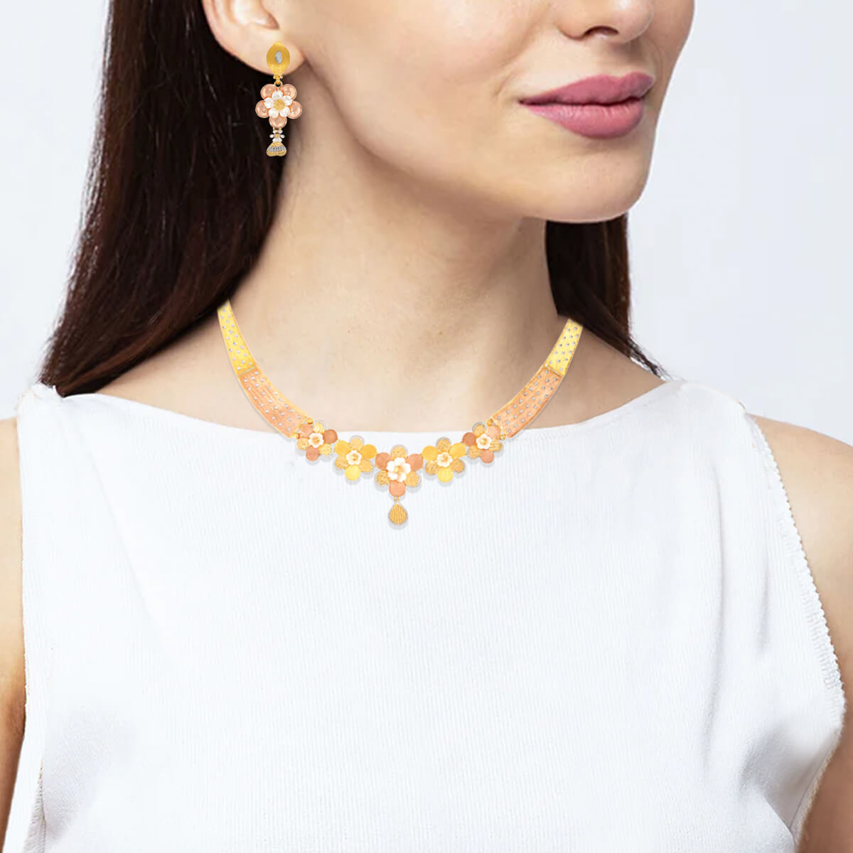 Garden of Flower Wedding Gold Necklace