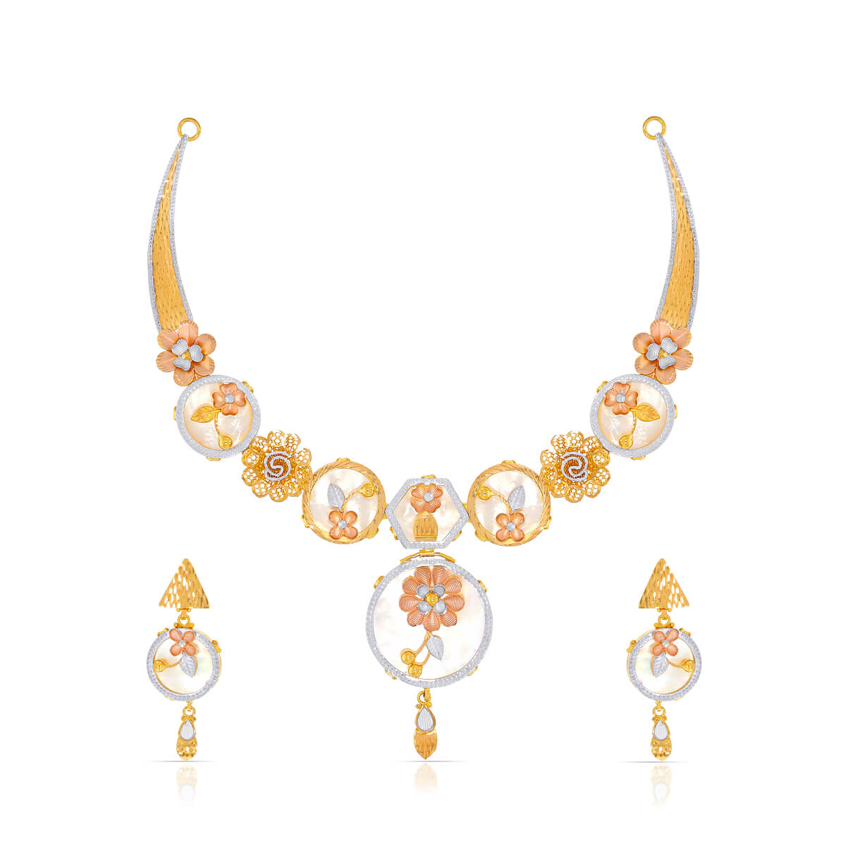 Mesmerizing Floral Elegance Gold Short Necklace