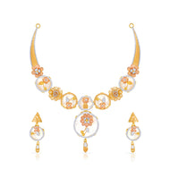 Mesmerizing Floral Elegance Gold Short Necklace