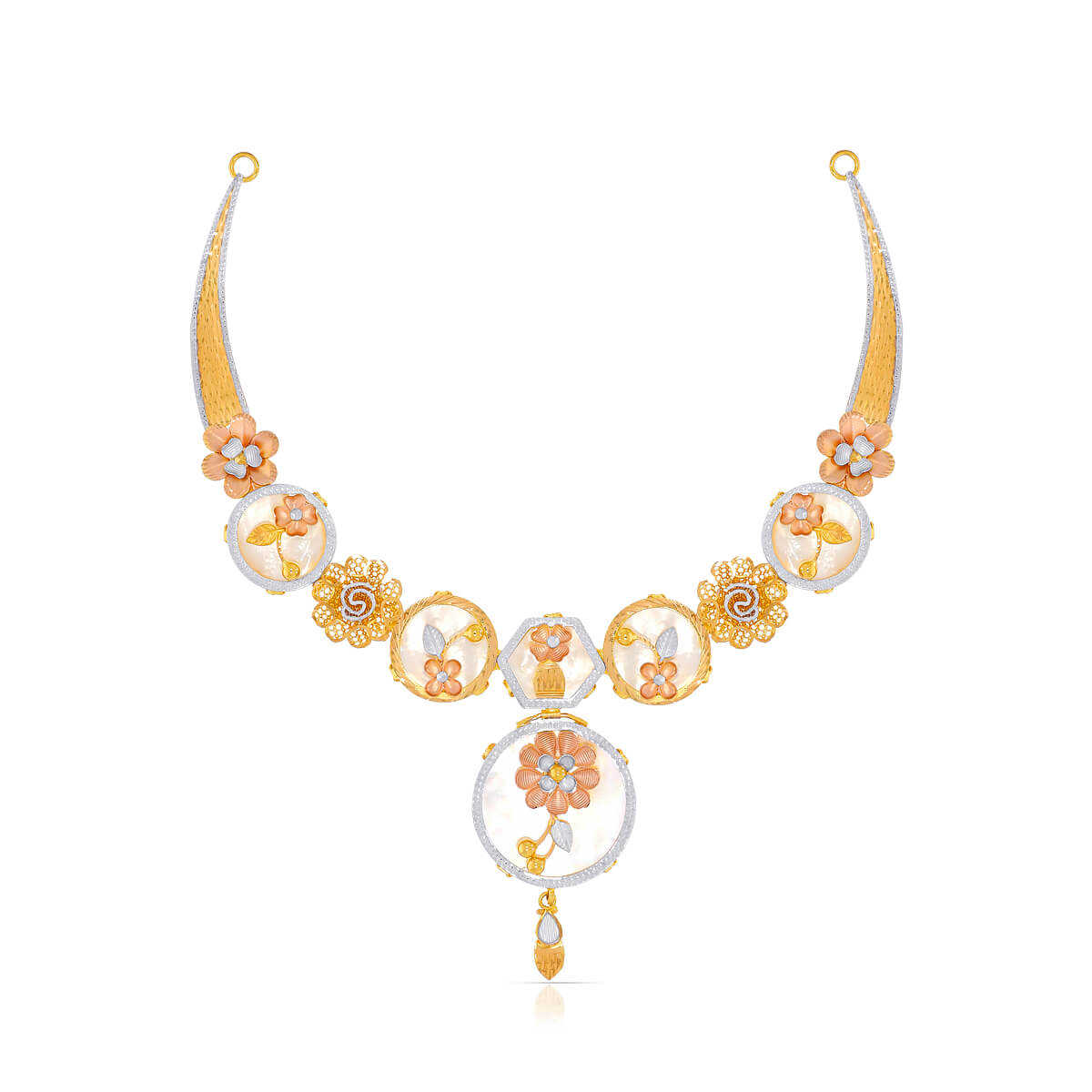 Mesmerizing Floral Elegance Gold Short Necklace