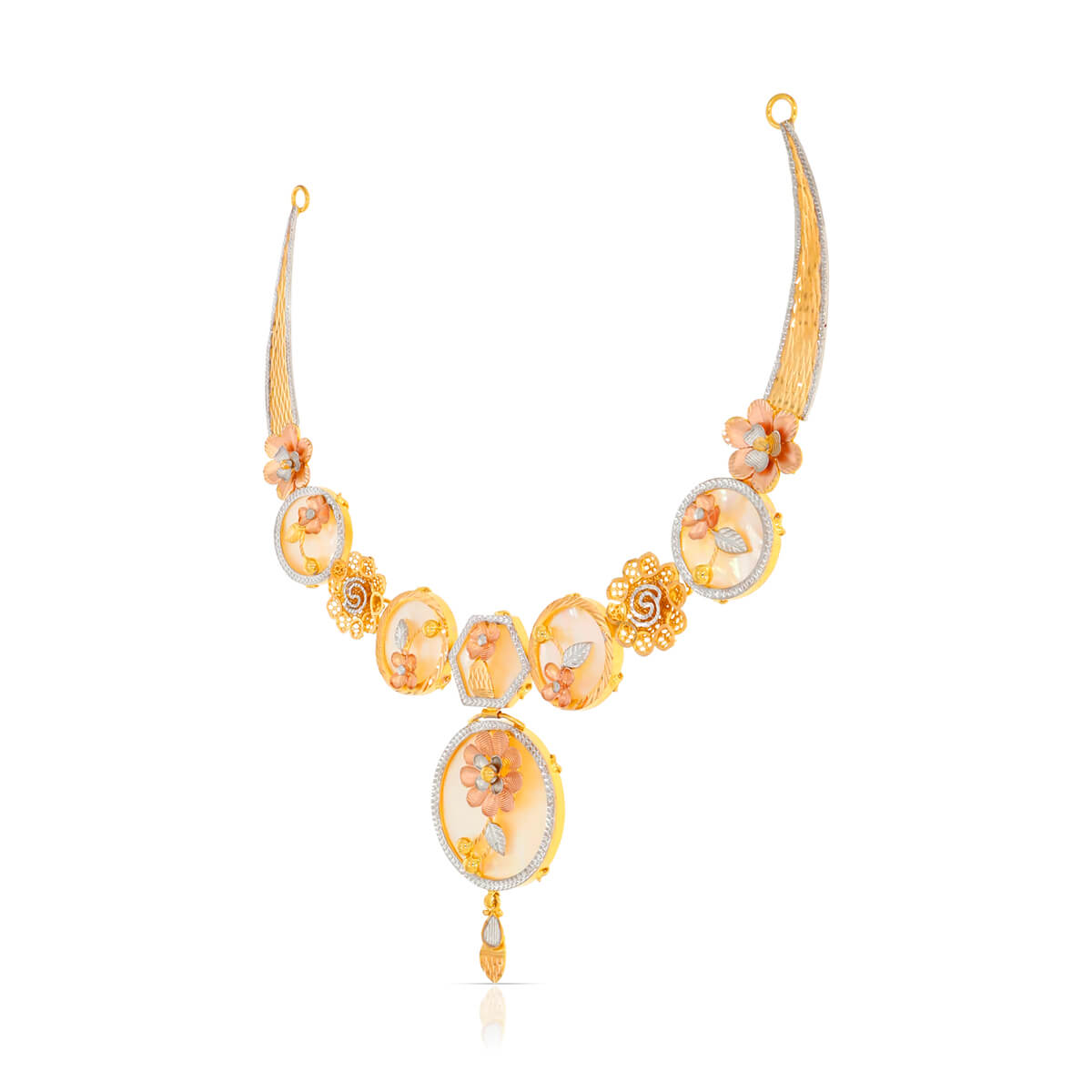Mesmerizing Floral Elegance Gold Short Necklace