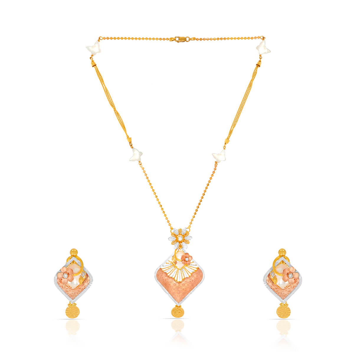 Rosy Elegance Cuboid Gold Short Necklace