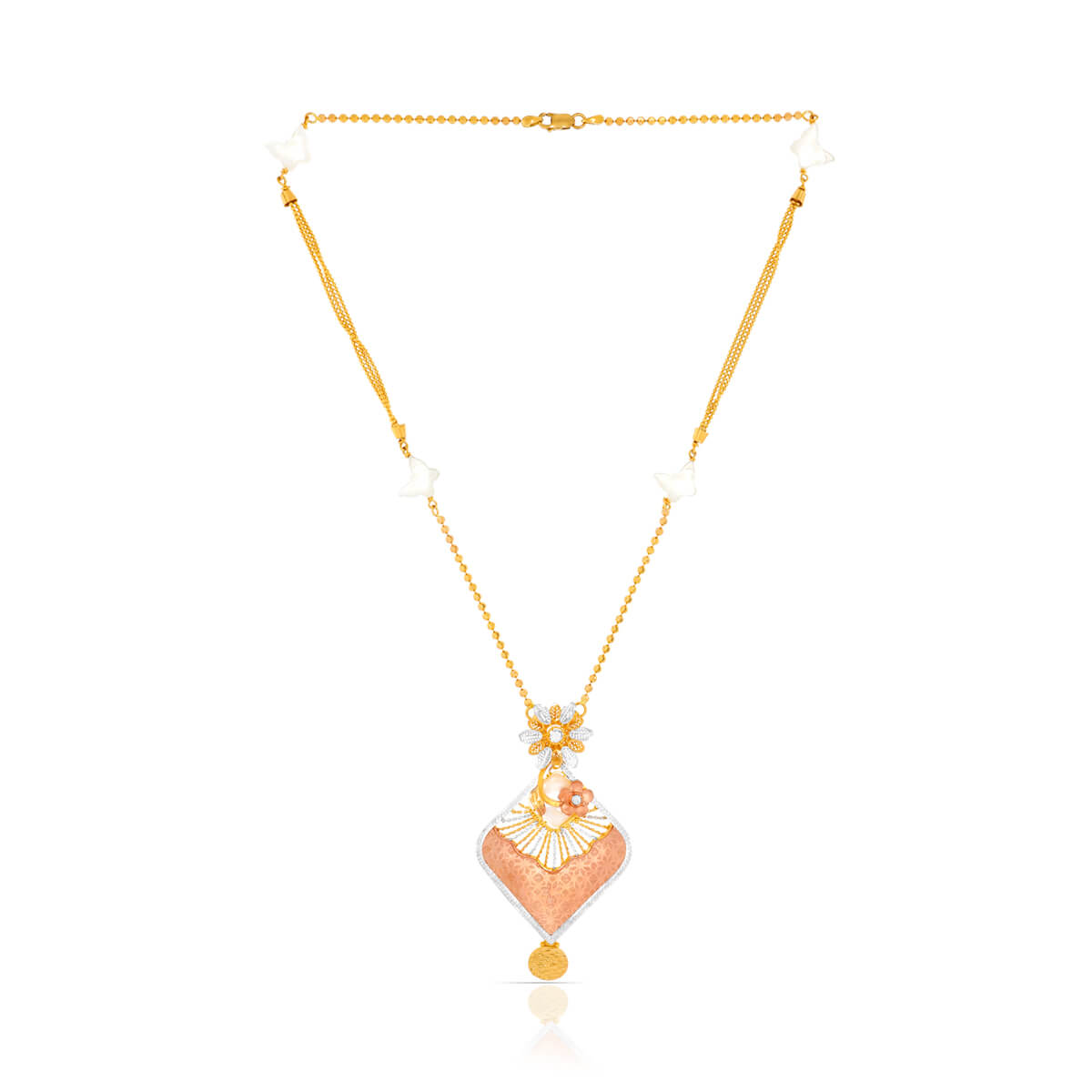 Rosy Elegance Cuboid Gold Short Necklace
