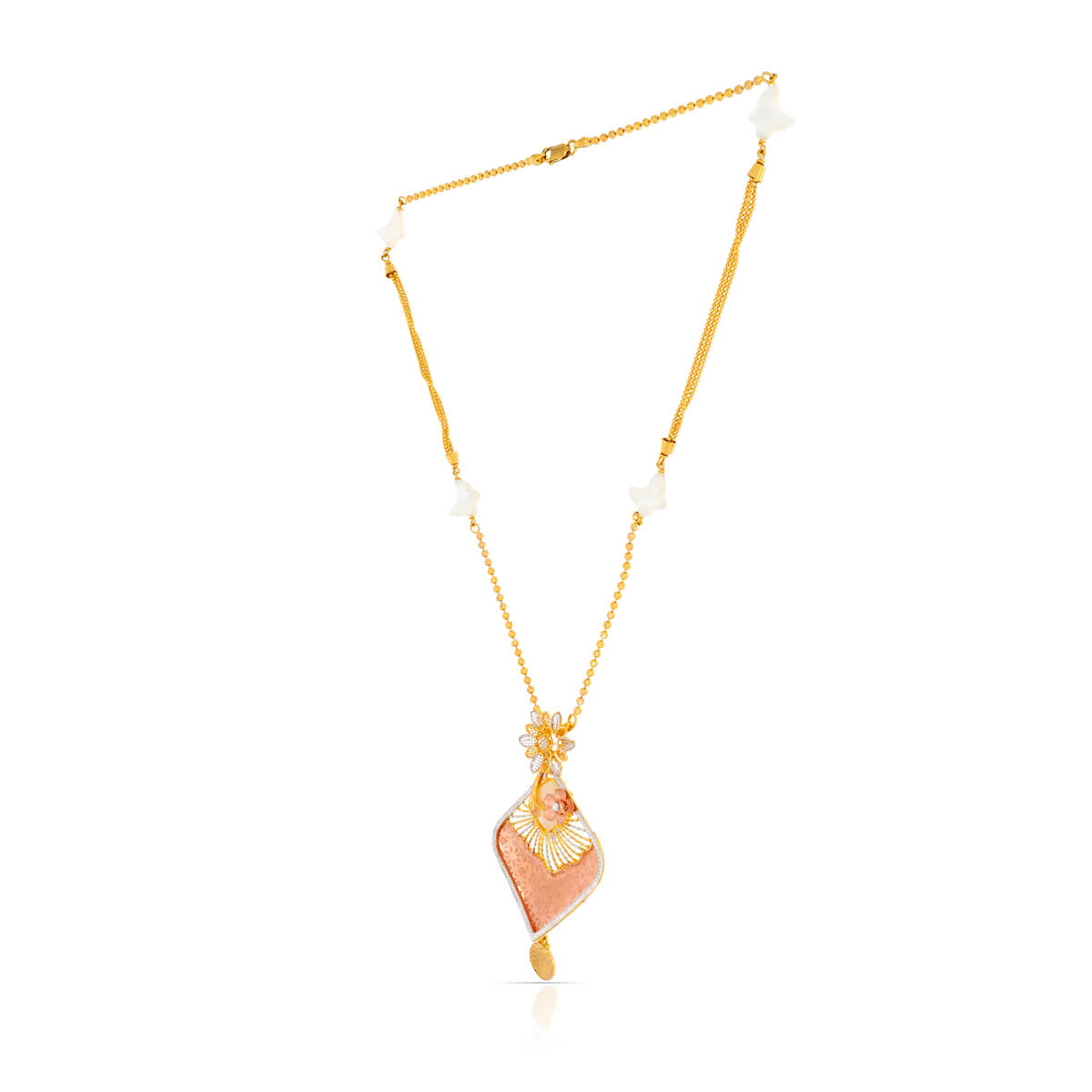 Rosy Elegance Cuboid Gold Short Necklace