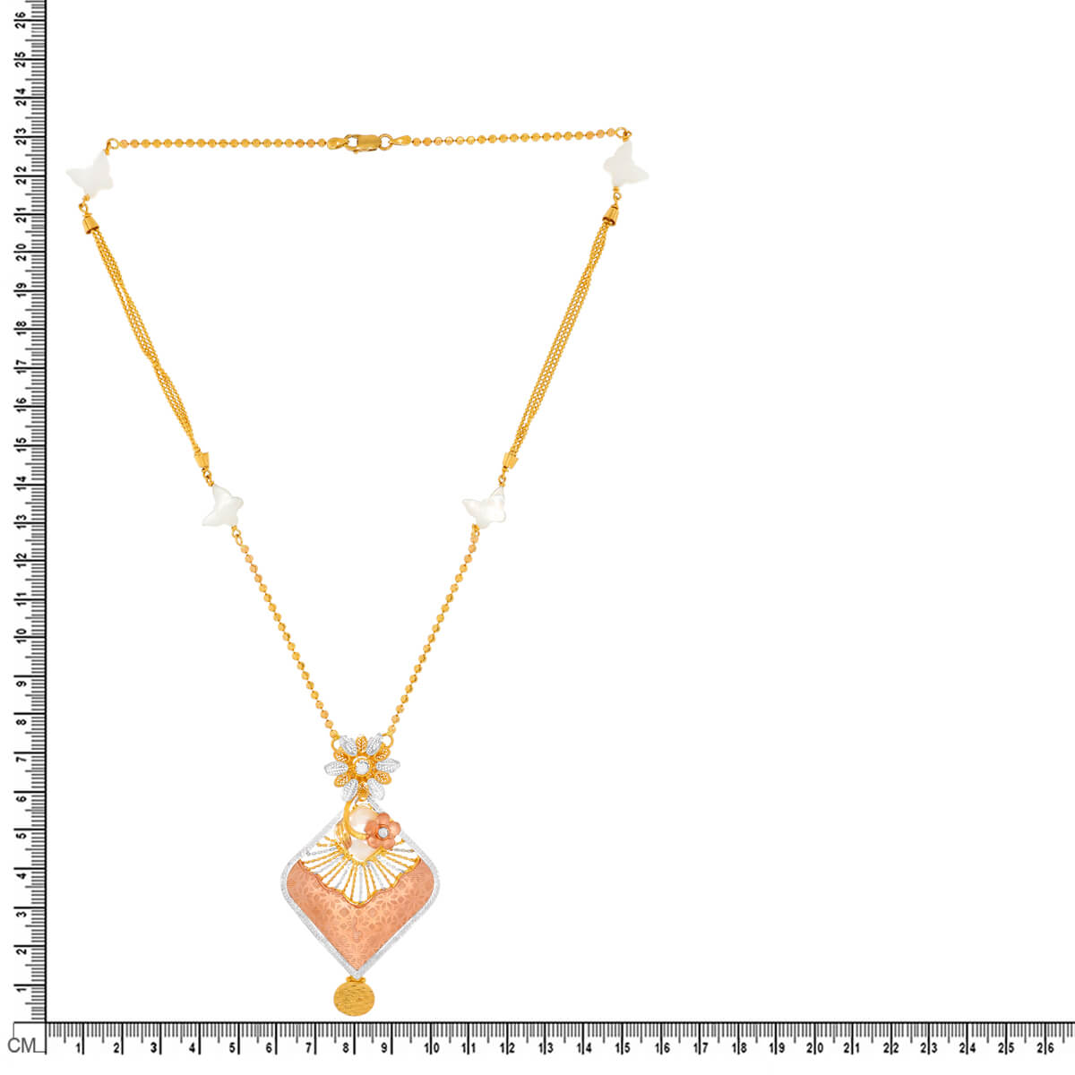 Rosy Elegance Cuboid Gold Short Necklace