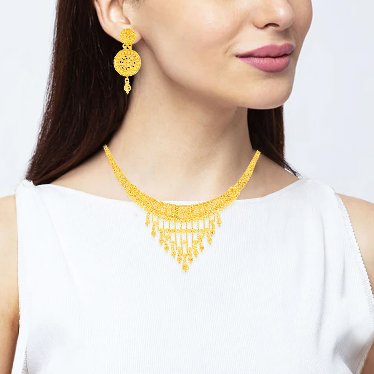 Alluring Elegance Gold Short Necklace