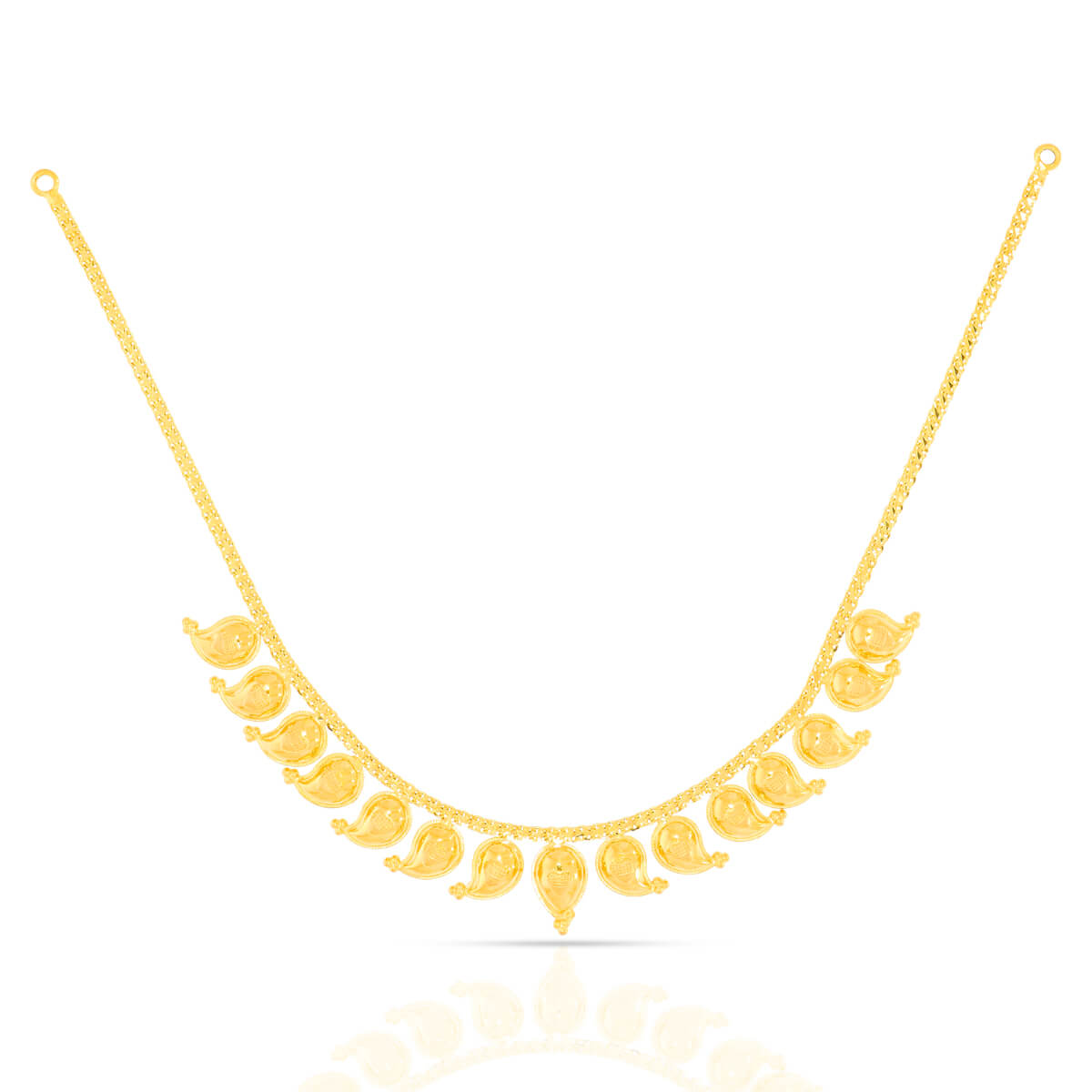 Gold Short Necklace with Contemporary Paisley Grace