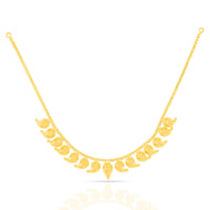 Gold Short Necklace with Contemporary Paisley Grace