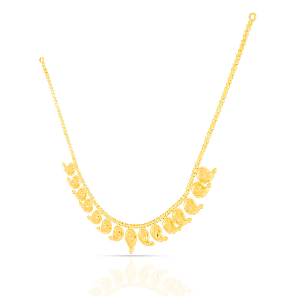 Gold Short Necklace with Contemporary Paisley Grace