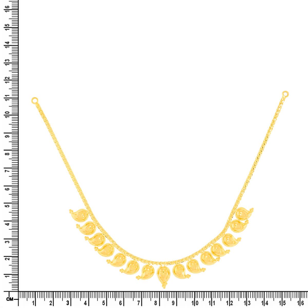 Gold Short Necklace with Contemporary Paisley Grace