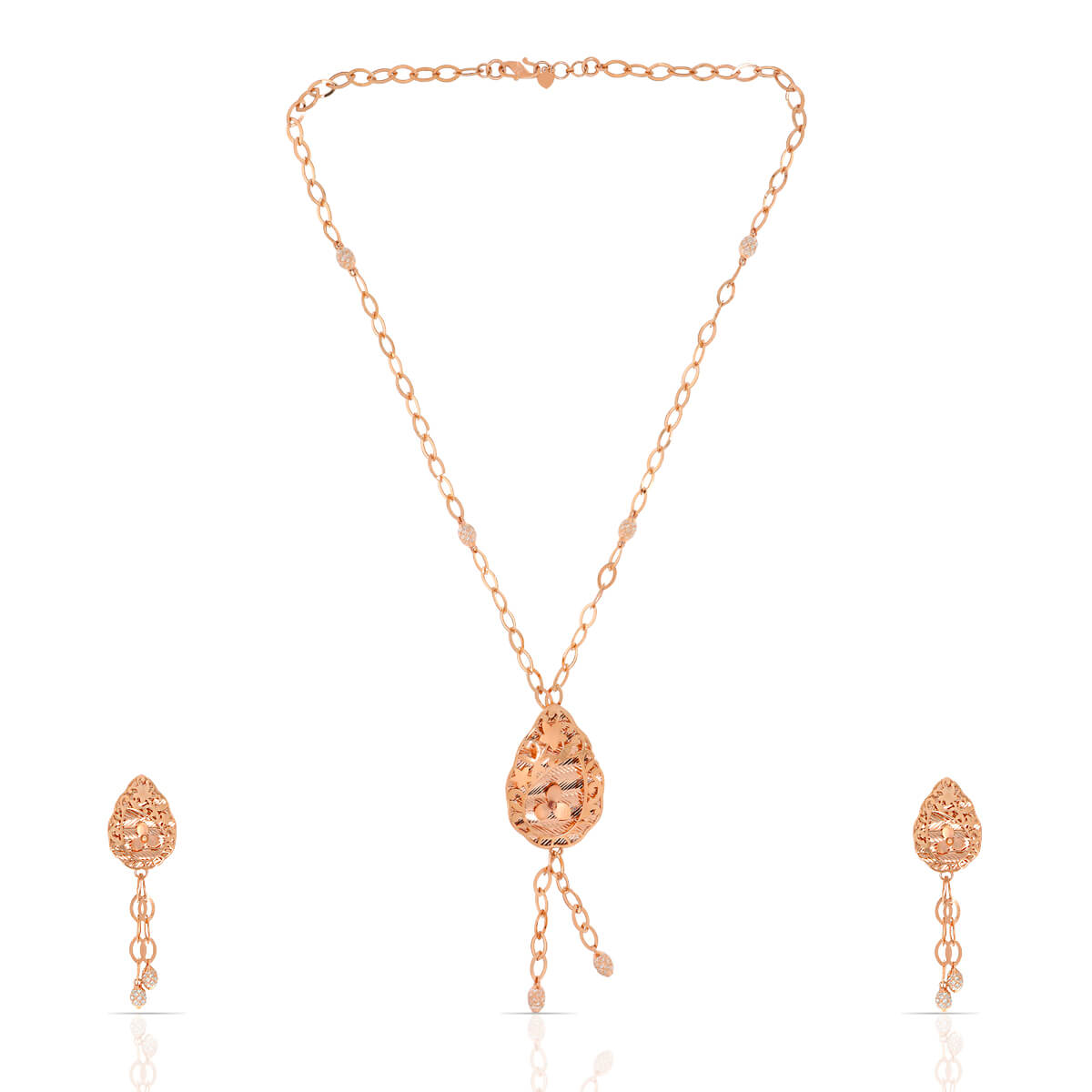 Rosy Dew Drop Charm Gold Short Necklace
