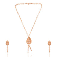 Rosy Dew Drop Charm Gold Short Necklace