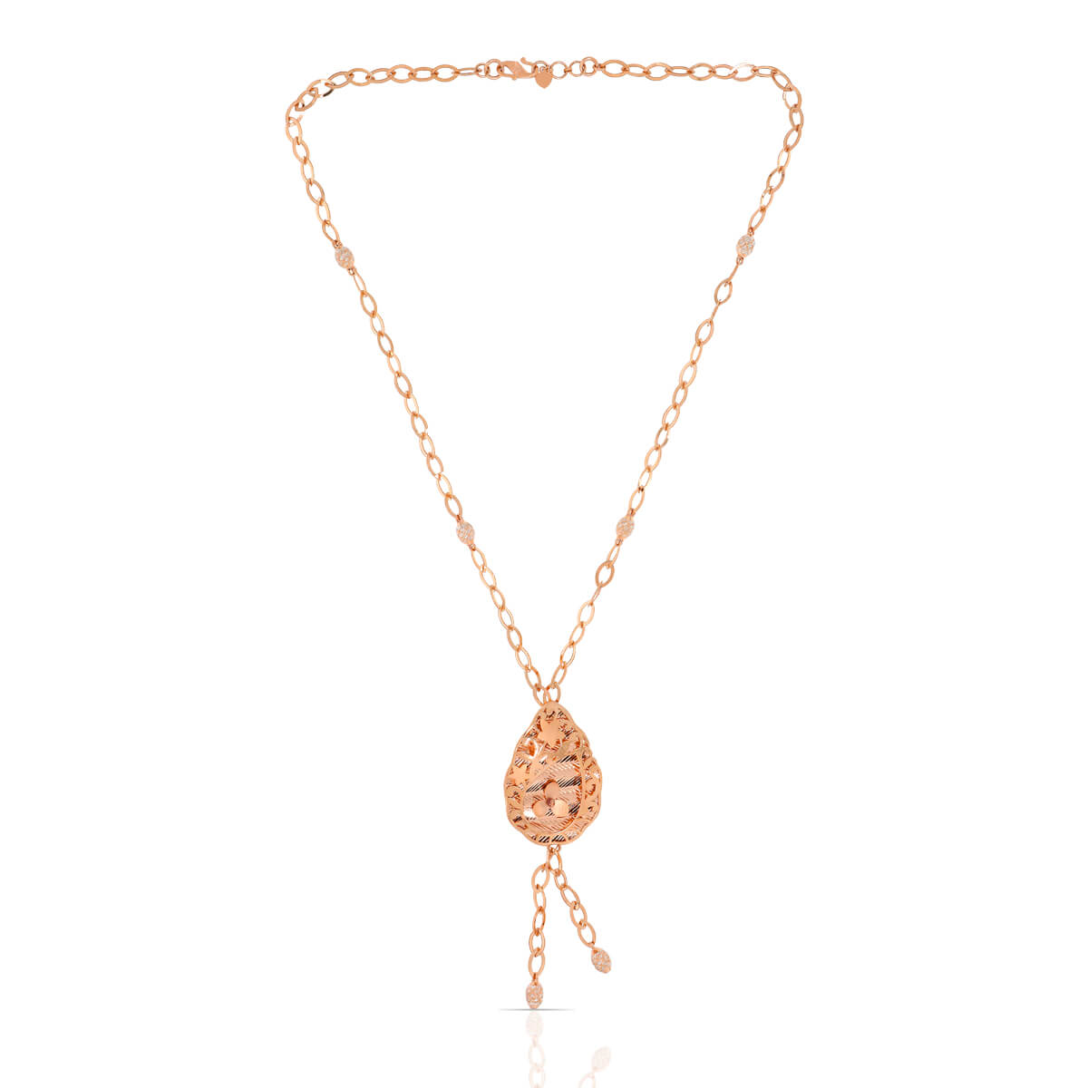 Rosy Dew Drop Charm Gold Short Necklace