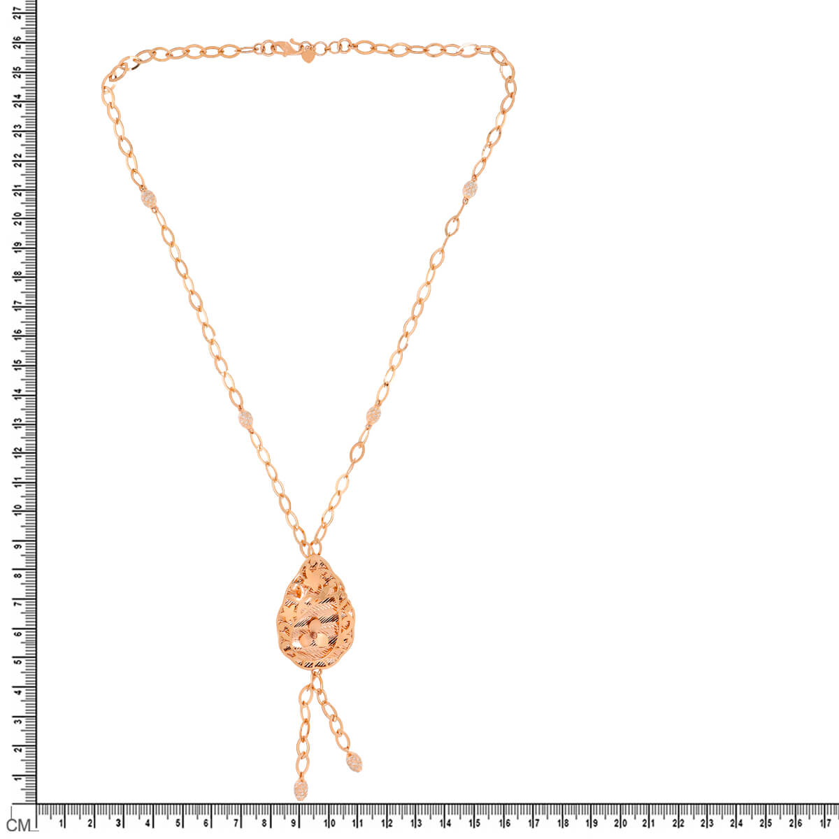 Rosy Dew Drop Charm Gold Short Necklace