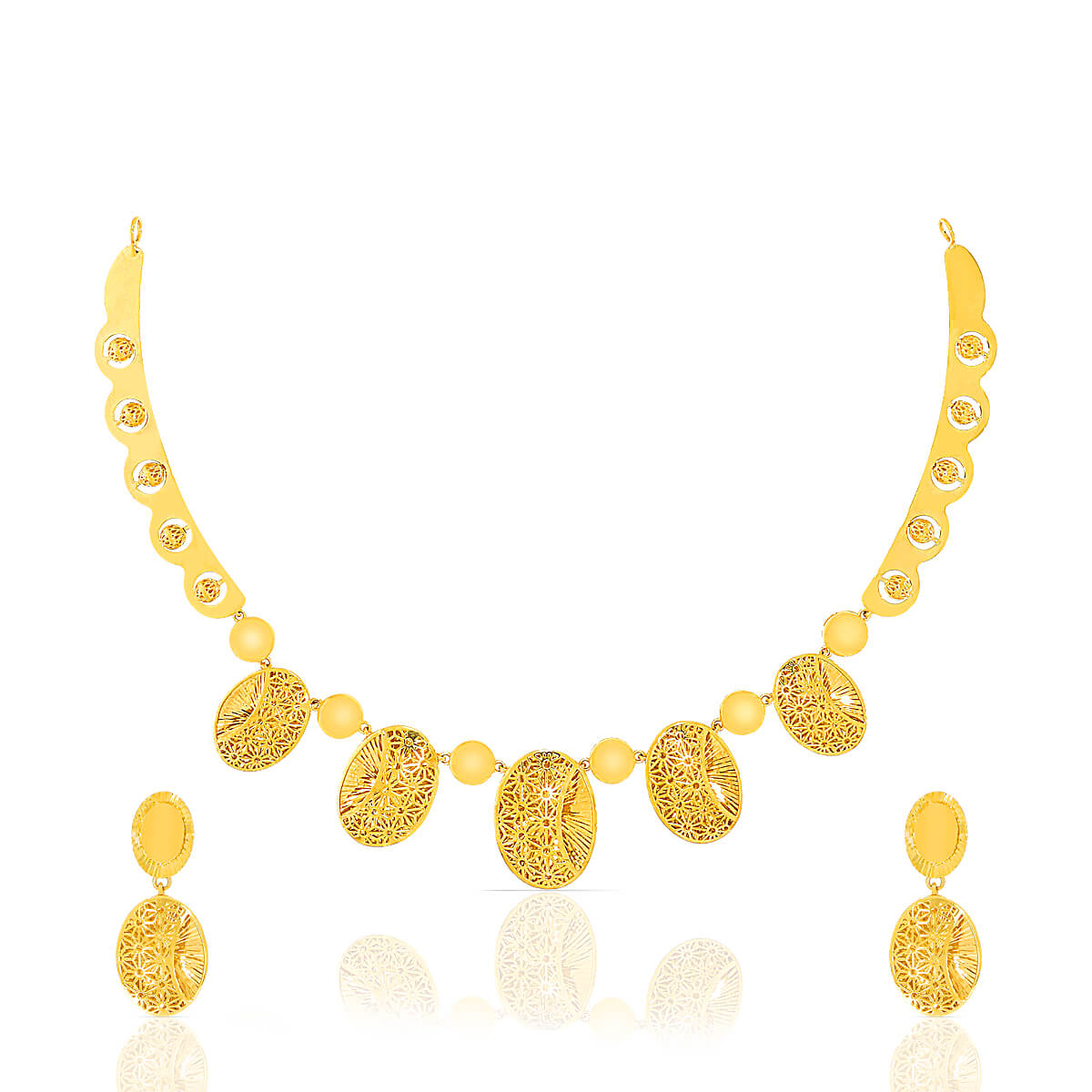 Charming Oblong Gold Short Necklace