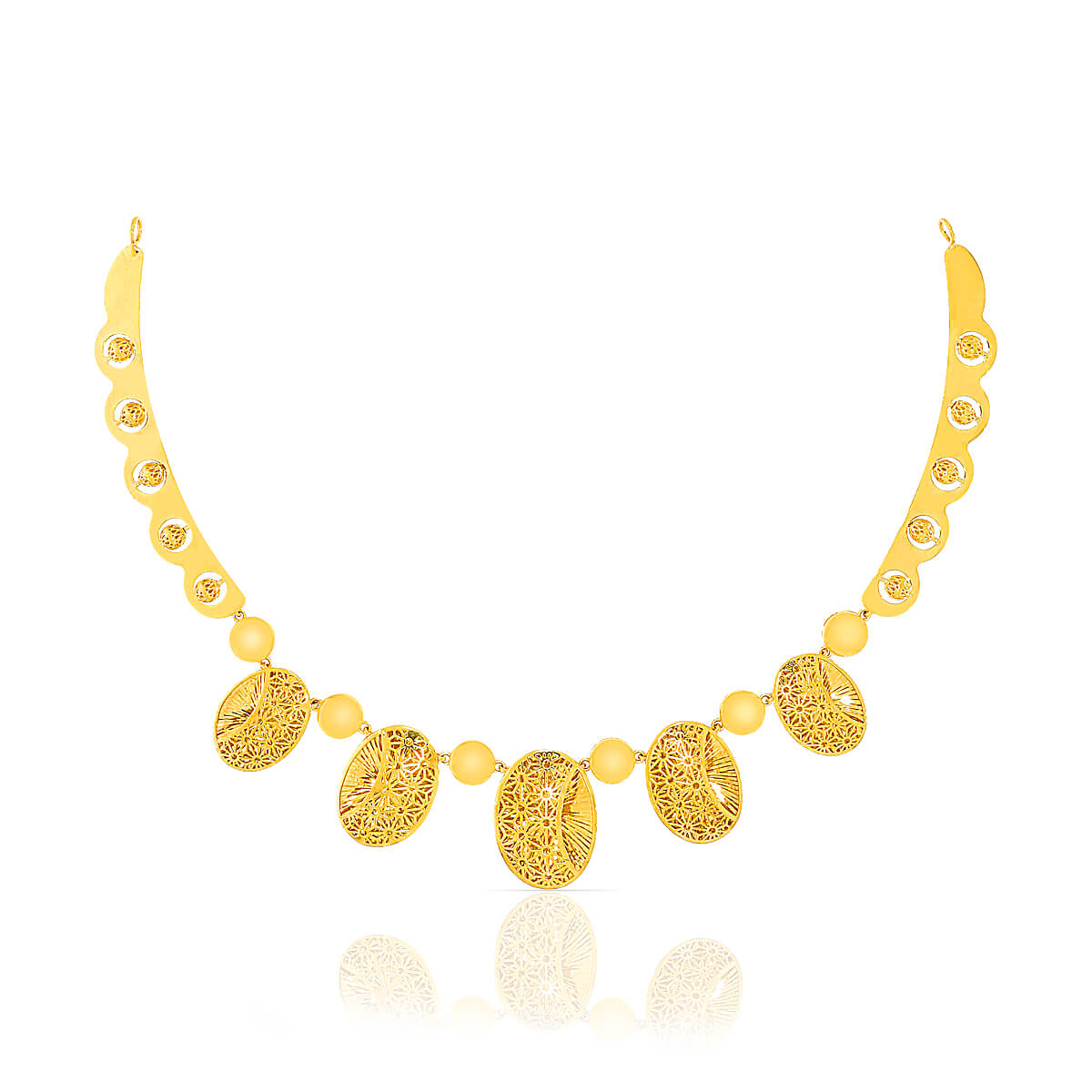 Charming Oblong Gold Short Necklace
