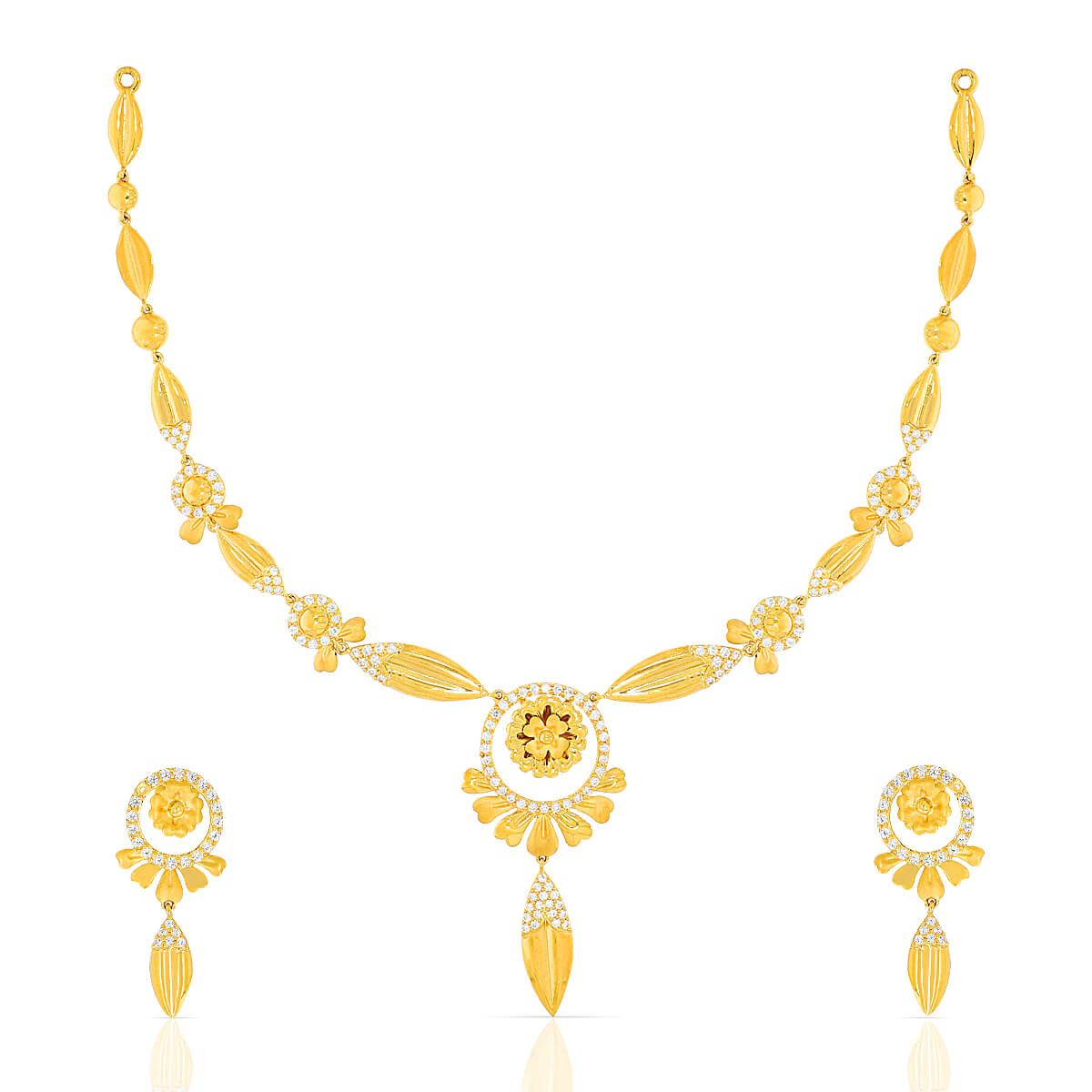Petite Floral Charm Gold Short Necklace