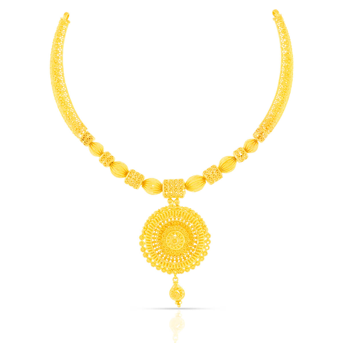 Gold Short Necklace with Elegant Bloom