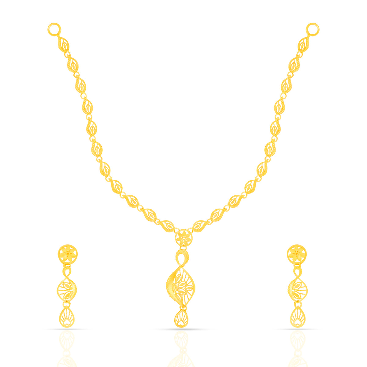 Graceful Gold Leaf Necklace Set