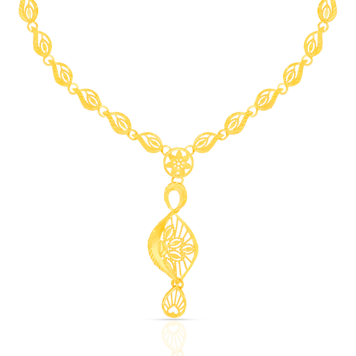 Graceful Gold Leaf Necklace Set