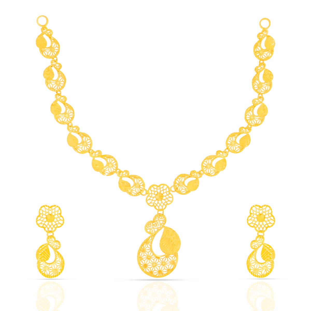 Gold Short Necklace with Majestic Blossom