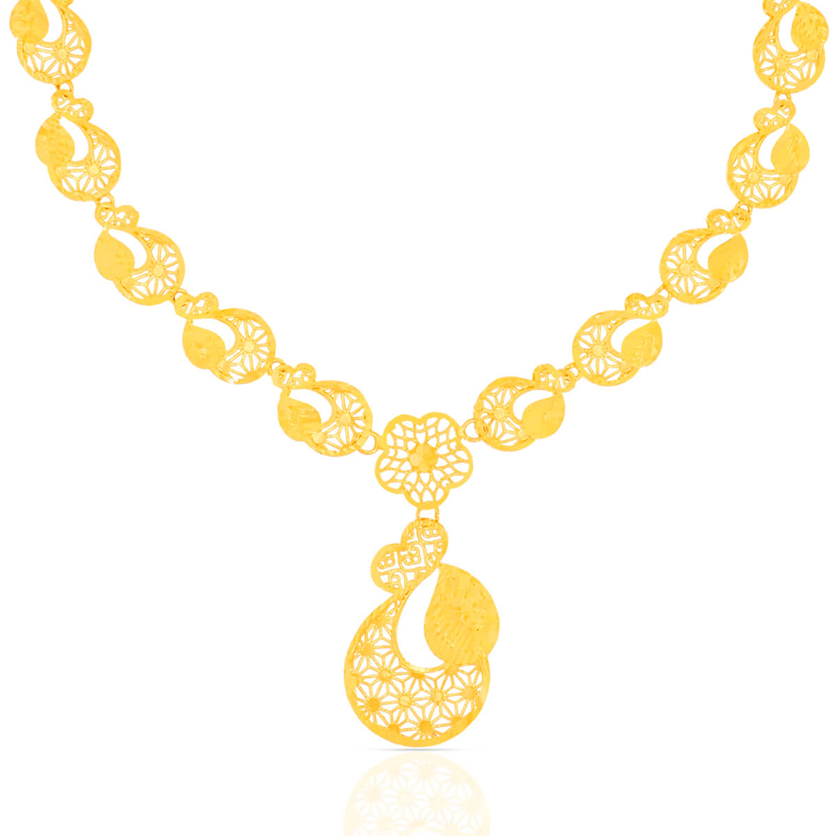Gold Short Necklace with Majestic Blossom