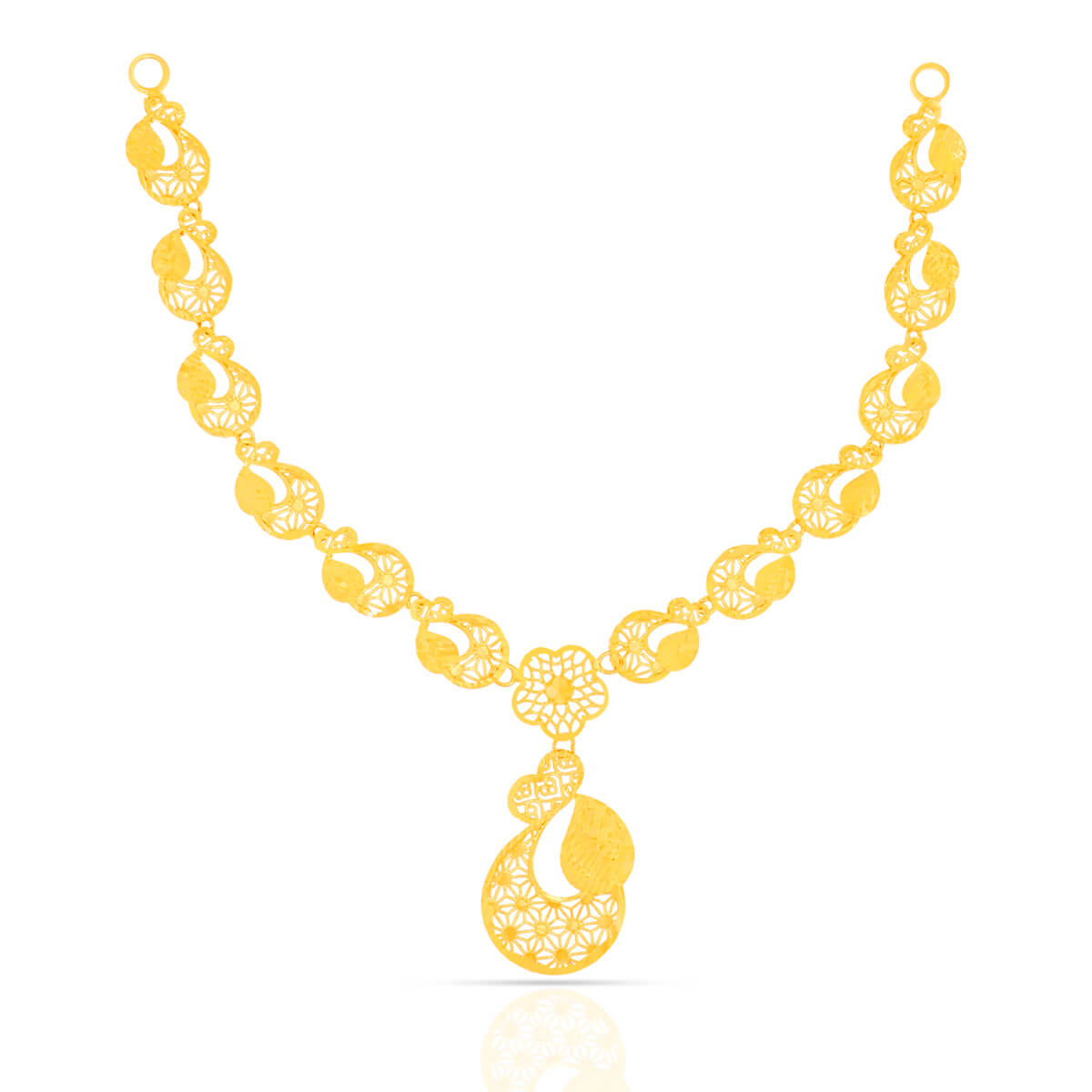 Gold Short Necklace with Majestic Blossom