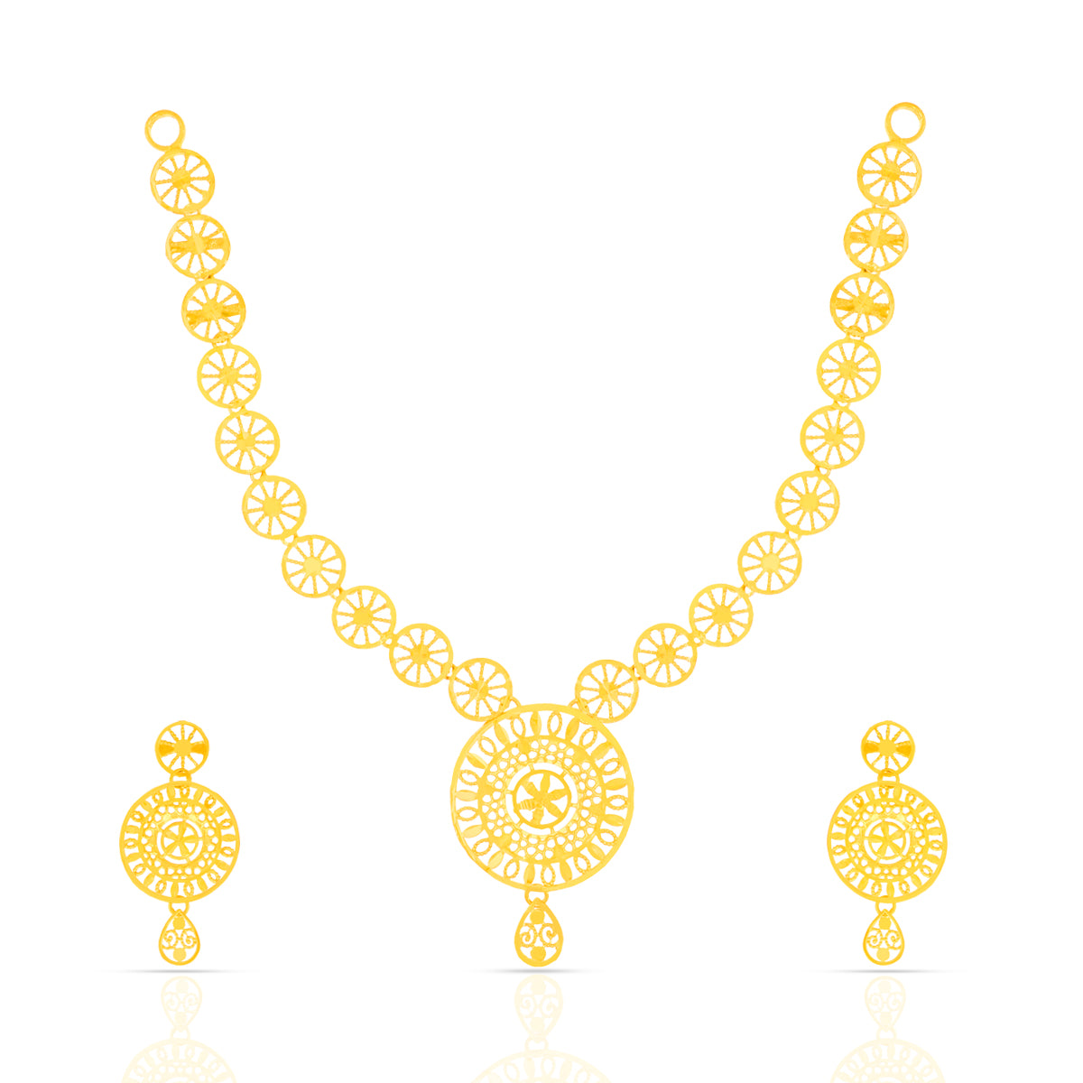 Radiant Round Gold Necklace Set