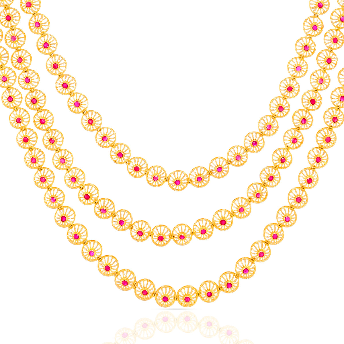 Marvellous Ruby 22K Gold Long Necklace Set