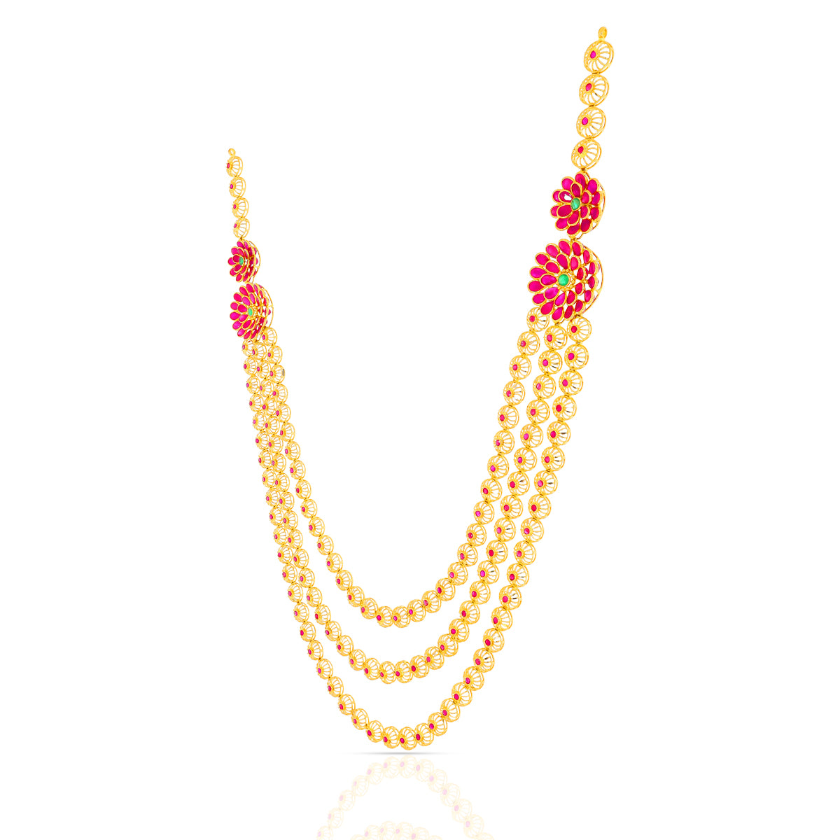 Marvellous Ruby 22K Gold Long Necklace Set