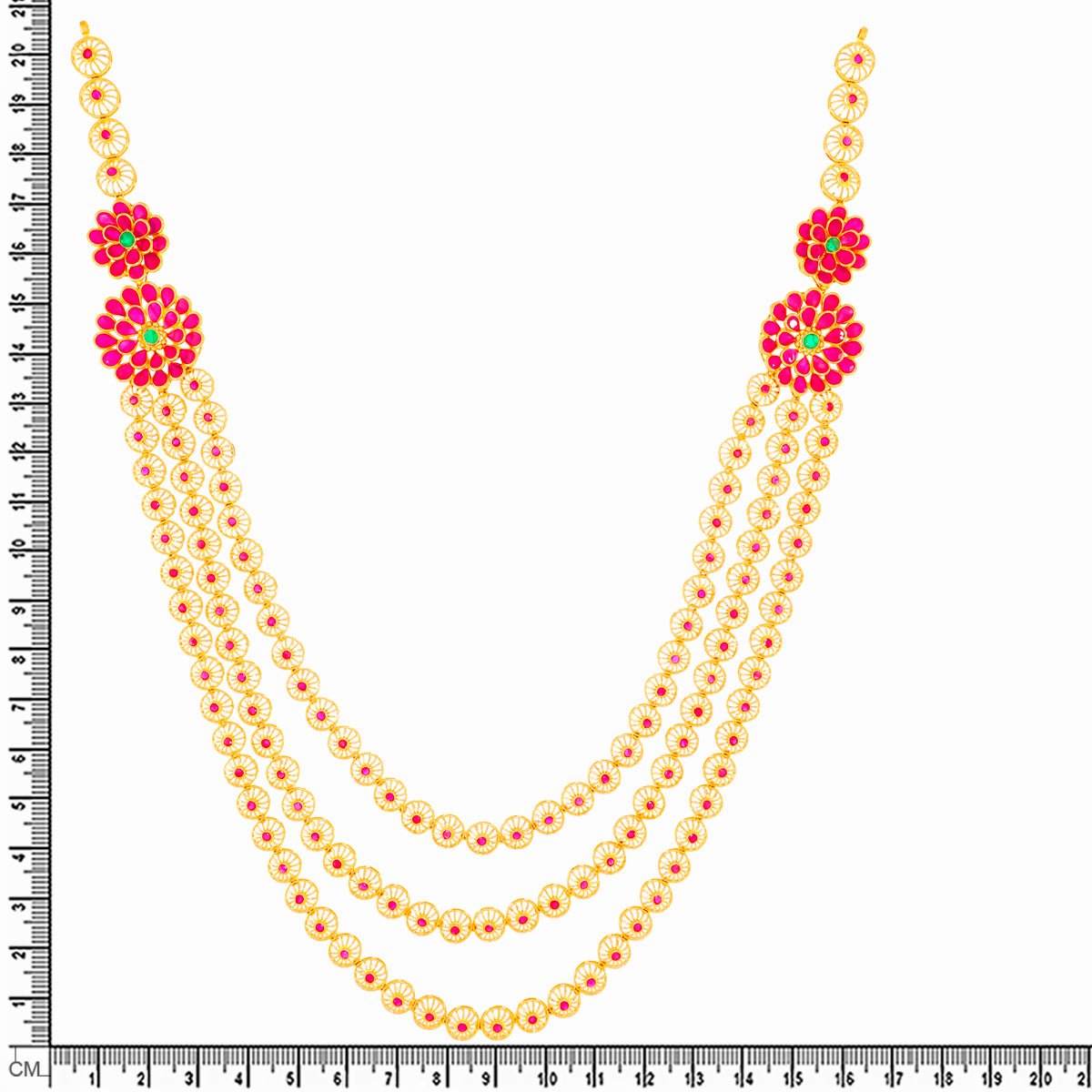 Marvellous Ruby 22K Gold Long Necklace Set