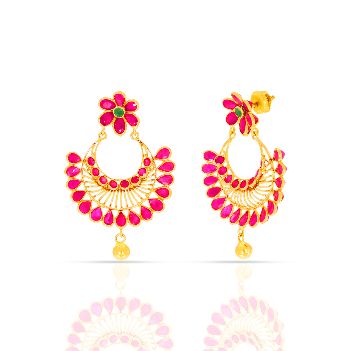 Marvellous Ruby 22K Gold Long Necklace Set