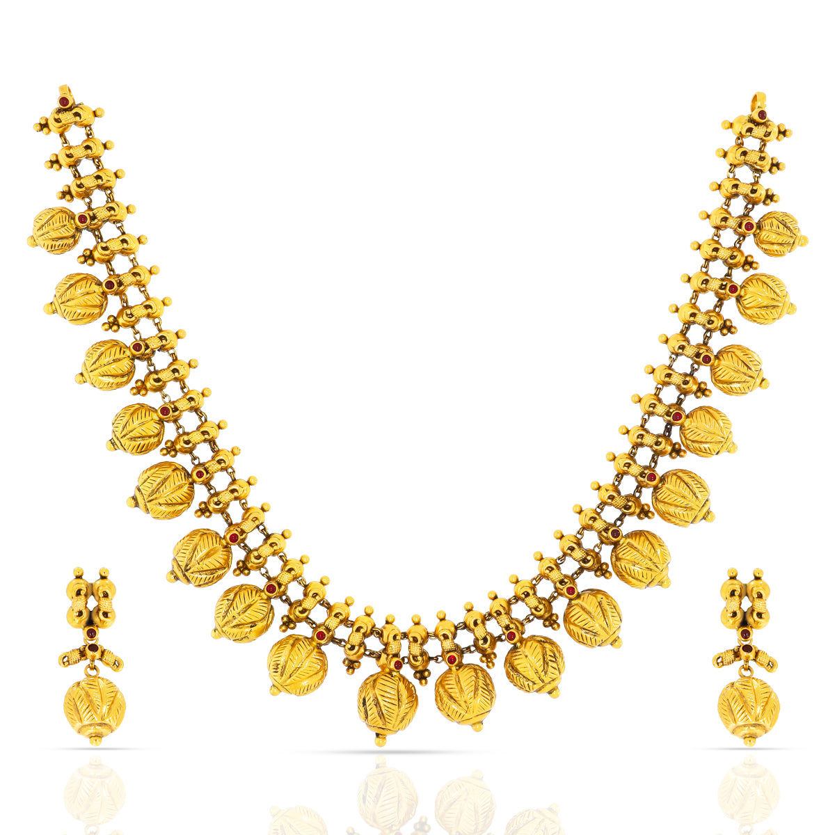 Graceful Petal 22K Gold Short Necklace Set