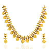 Graceful Petal 22K Gold Short Necklace Set